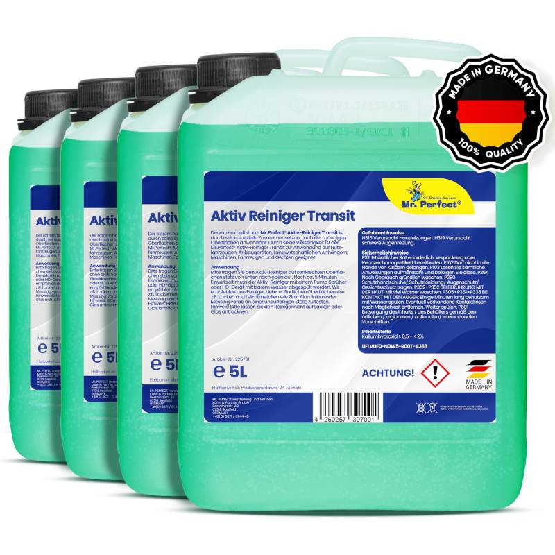 Mr. Perfect® Nutzfahrzeugreiniger, 4 x 5L - Aktiv Fahrzeugreiniger für Planen, LKW und Landmaschinen von Mr. Perfect