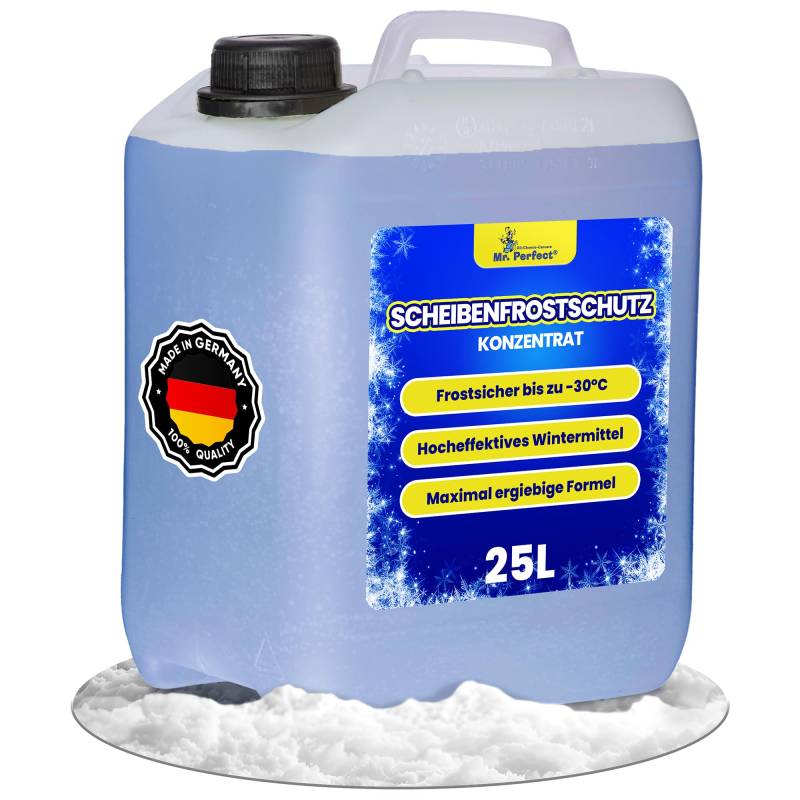 Mr. Perfect Scheibenfrostschutz 25L – Hocheffektiver Scheibenwasser Frostschutz bis -30°C - Sofort einsatzbereit - Absolut schlierenfreie Reinigung – Angenehmer Citrusduft von Mr. Perfect