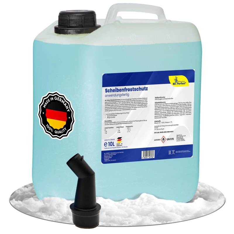 Mr. Perfect Scheibenfrostschutz Konzentrat 10L – Hocheffektiver Scheibenwasser Frostschutz bis -30°C - Sofort einsatzbereit - Absolut schlierenfreie Reinigung – Angenehmer Citrusduft von Mr. Perfect