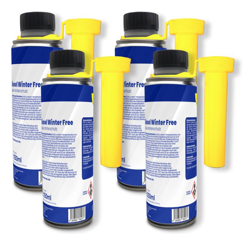 Mr.Perfect® - Winterfree für Diesel | 4x250ml Diesel Additiv | Hoch ergiebig 1:200 | Frostschutz bis -33 Grad | Diesel Frostschutz für Dieselmotoren & Heizsysteme | Fließverbesserer von Mr. Perfect