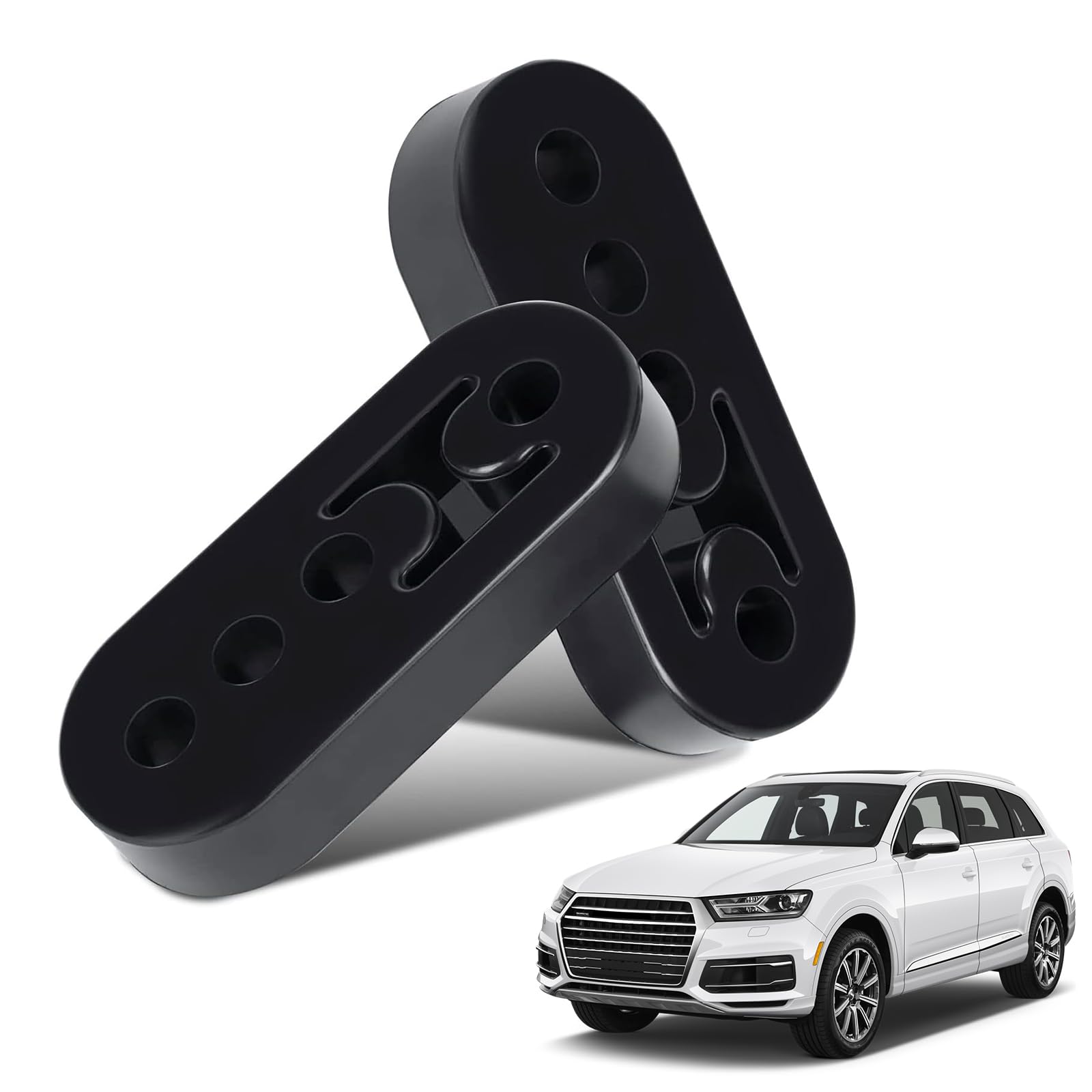 MsTeco 2 Stücke Auspuffgummi Auto Auspuff Aufhänger Auto Gummi Auspuff Universal Auto Auspuffhalterung 4 Löcher Auspuff Isolator Auspuffgummi Lang für Meisten Auto - Schwarz von MsTeco