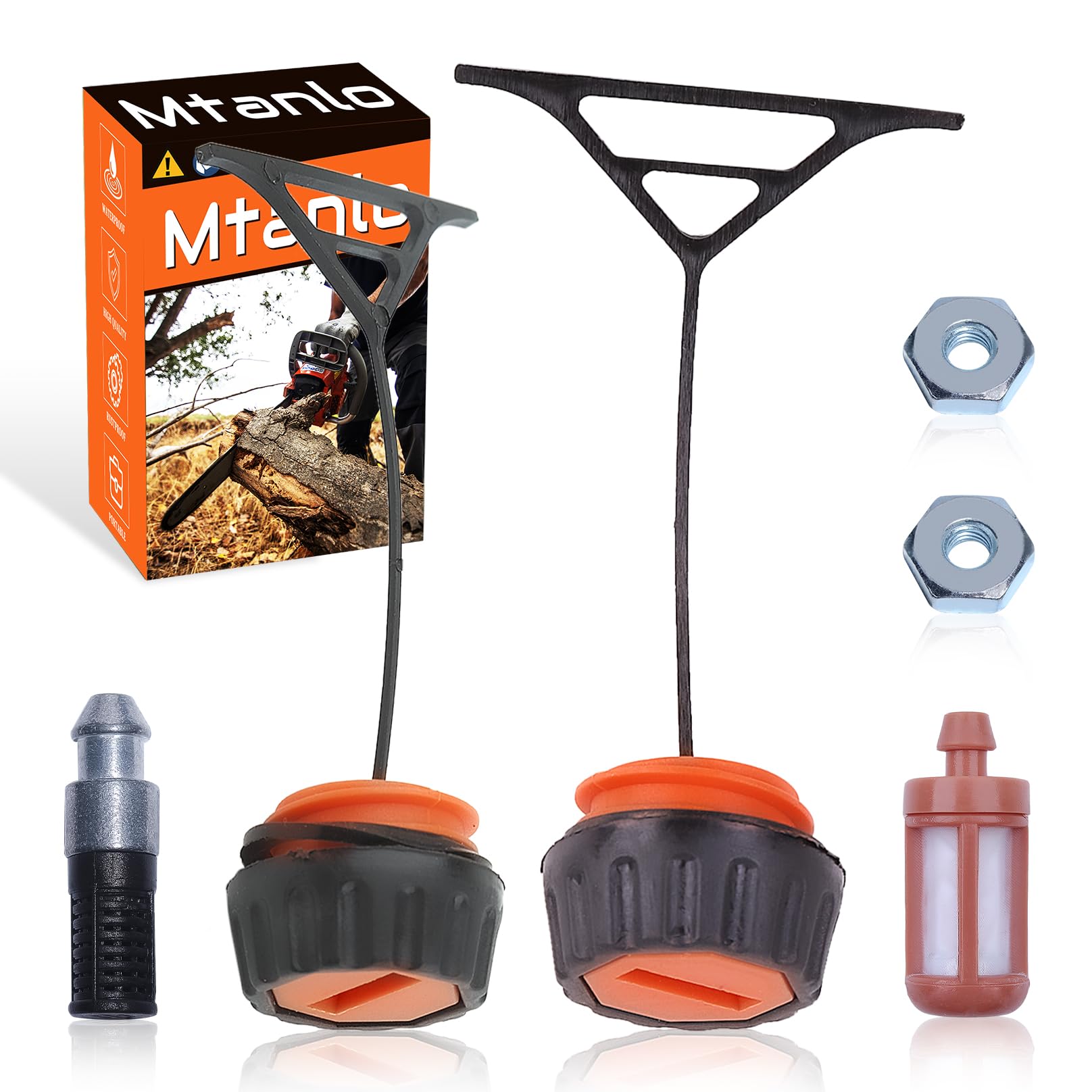 Mtanlo Tankdeckel Öldeckel für STIHL 020 021 023 024 024AV 025 026 026PRO 028 028AV 029 034 036 038 039 044 066 Kettensäge, Tankdeckel mit Kraftstofffilter Kettenraddeckel Muttern von Mtanlo