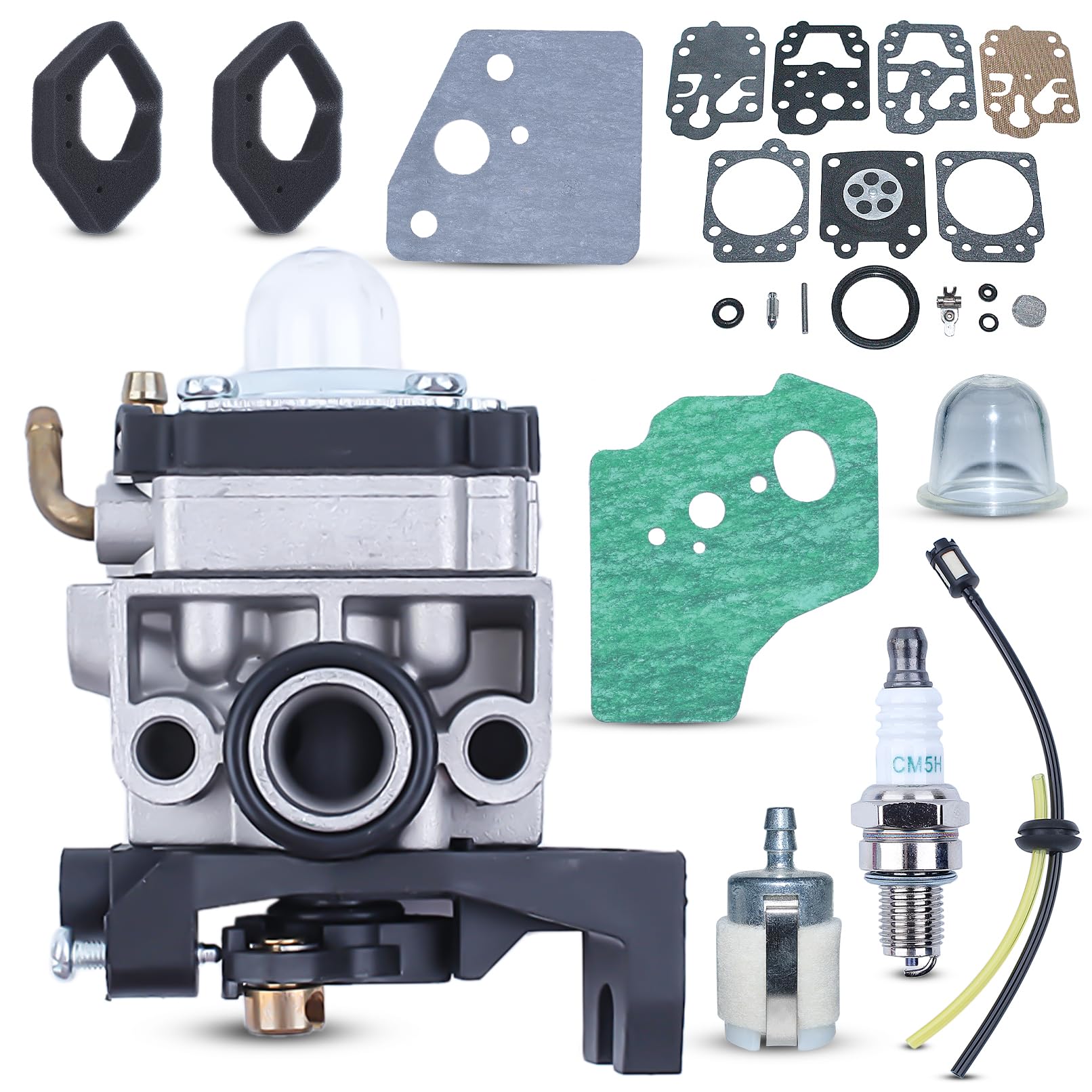 Mtanlo Vergaser Kit für Honda GX25 GX25N GX25NT FG110 FG110K1 Kleiner Rototiller Motorsense Freischneider 16100-Z0H-053 16100-Z0H-825 mit Dichtung Benzinfilter 268 610-717 von Mtanlo