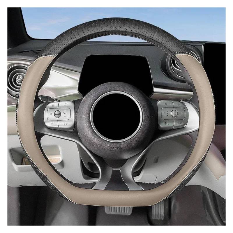 Auto Lenkradbezug Für BYD Für Dolphin Seagull Seal Qin Song Han Lenkrad Abdeckung Leder Griff Nicht-Slip 38 cm Typ D Anti-schweiß Auto Zubehör Lenkrad Bezug(B) von Mtuqvma