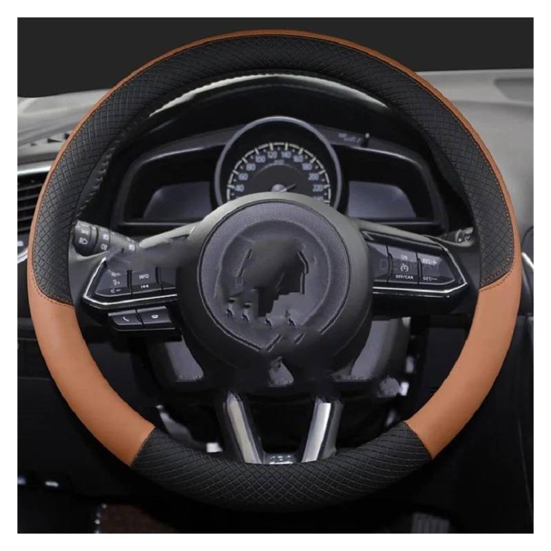 Auto Lenkradbezug Für CX-3 Für CX-4 Für CX-5 Für CX-7 Für CX-9 Für Mazda 3 Für Axela 6 Gh Gj Demio Anti-Slip PU Leder Auto Lenkrad Abdeckung Lenkrad Bezug(Brown) von Mtuqvma