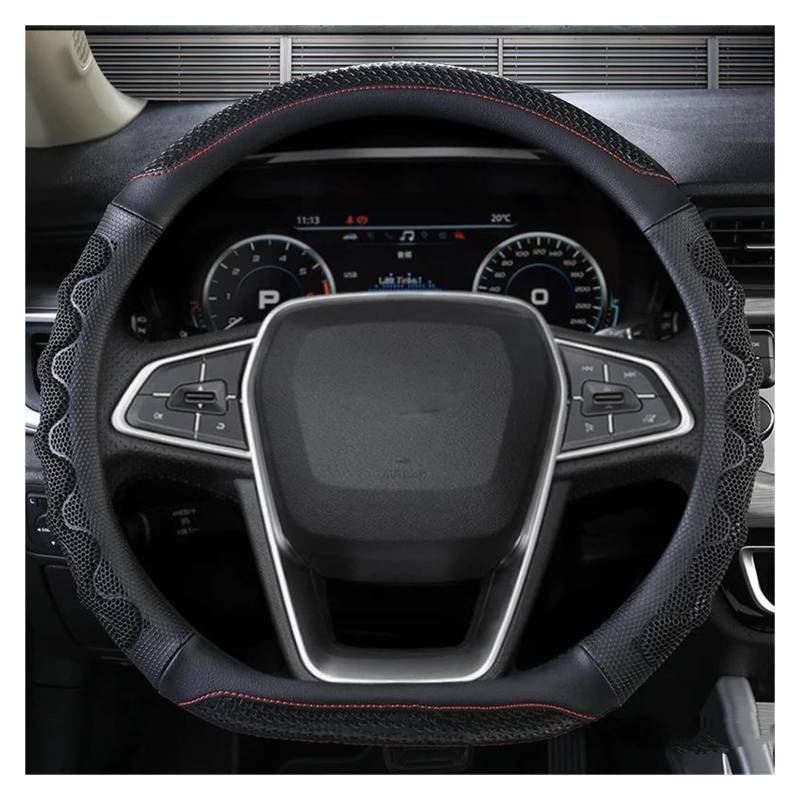 Auto Lenkradbezug Für Ford Für Ranger Für Fiesta Für F 150 Für Everest Für Mustang Für Kuga EcoSport Escort Escape PU Leder Auto Lenkrad Abdeckung 15 Zoll/38 cm Lenkrad Bezug(Blue D Shape) von Mtuqvma