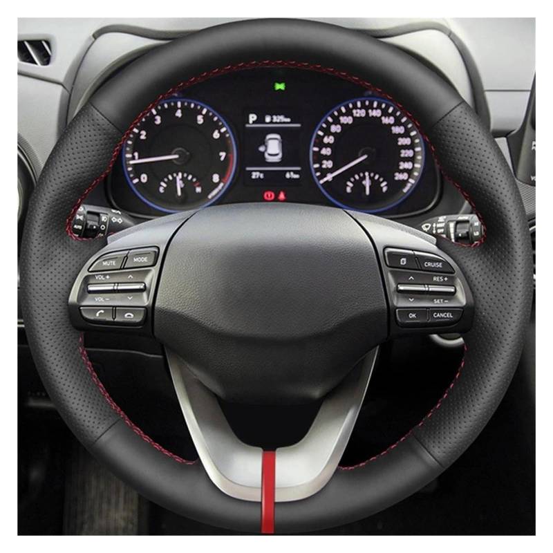 Auto Lenkradbezug Für Hyundai Für Veloster 2019 Für I30 2017-2019 Für Elantra 2019 Handgenähte Schwarze Künstliche Leder Auto Lenkrad Abdeckung Lenkrad Bezug(Gray Thread) von Mtuqvma