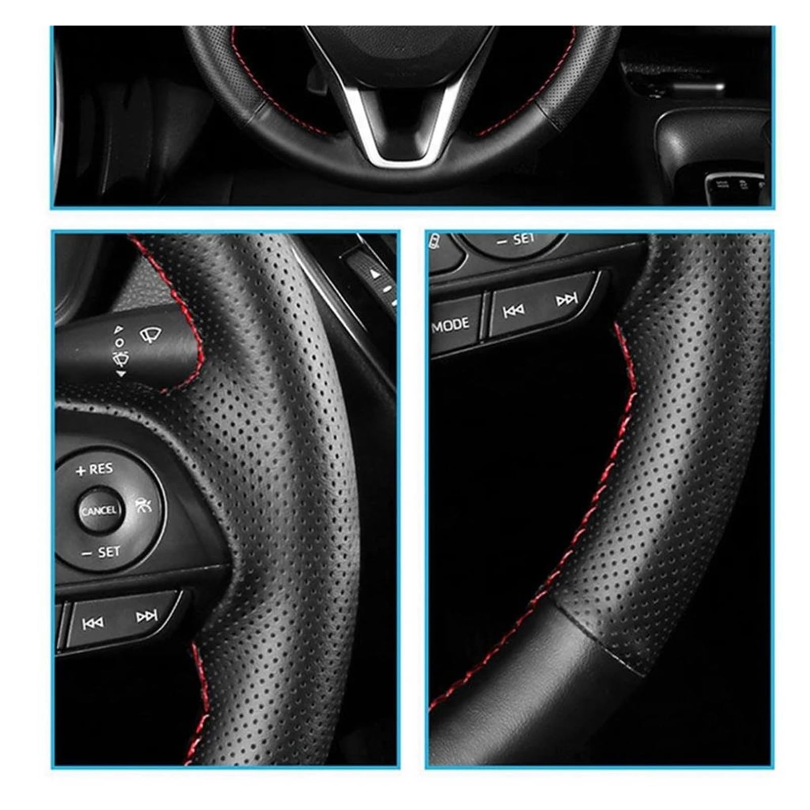 Auto Lenkradbezug Für Mazda 6 Für Atenza 2009 2010 2011 2012 2013 Anti-Slip Schwarz Leder Auto Lenkrad Geflecht Abdeckung Auto Innen Zubehör Lenkrad Bezug(White Thread) von Mtuqvma