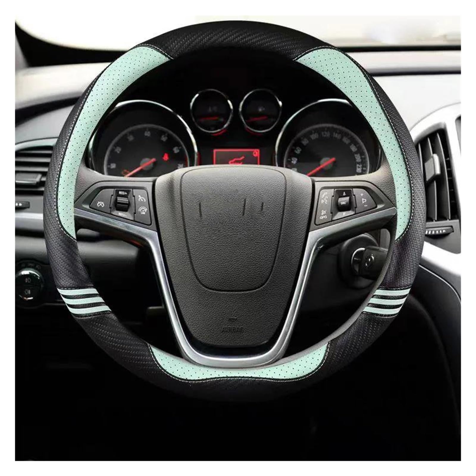 Auto Lenkradbezug Für Opel Für Mokka 2013-2016 Für Opel Für Insignia 2009-2013 Astra J 2010-2015 Meriva PU Leder Auto Lenkrad Abdeckung Auto Zubehör Lenkrad Bezug(Grün) von Mtuqvma