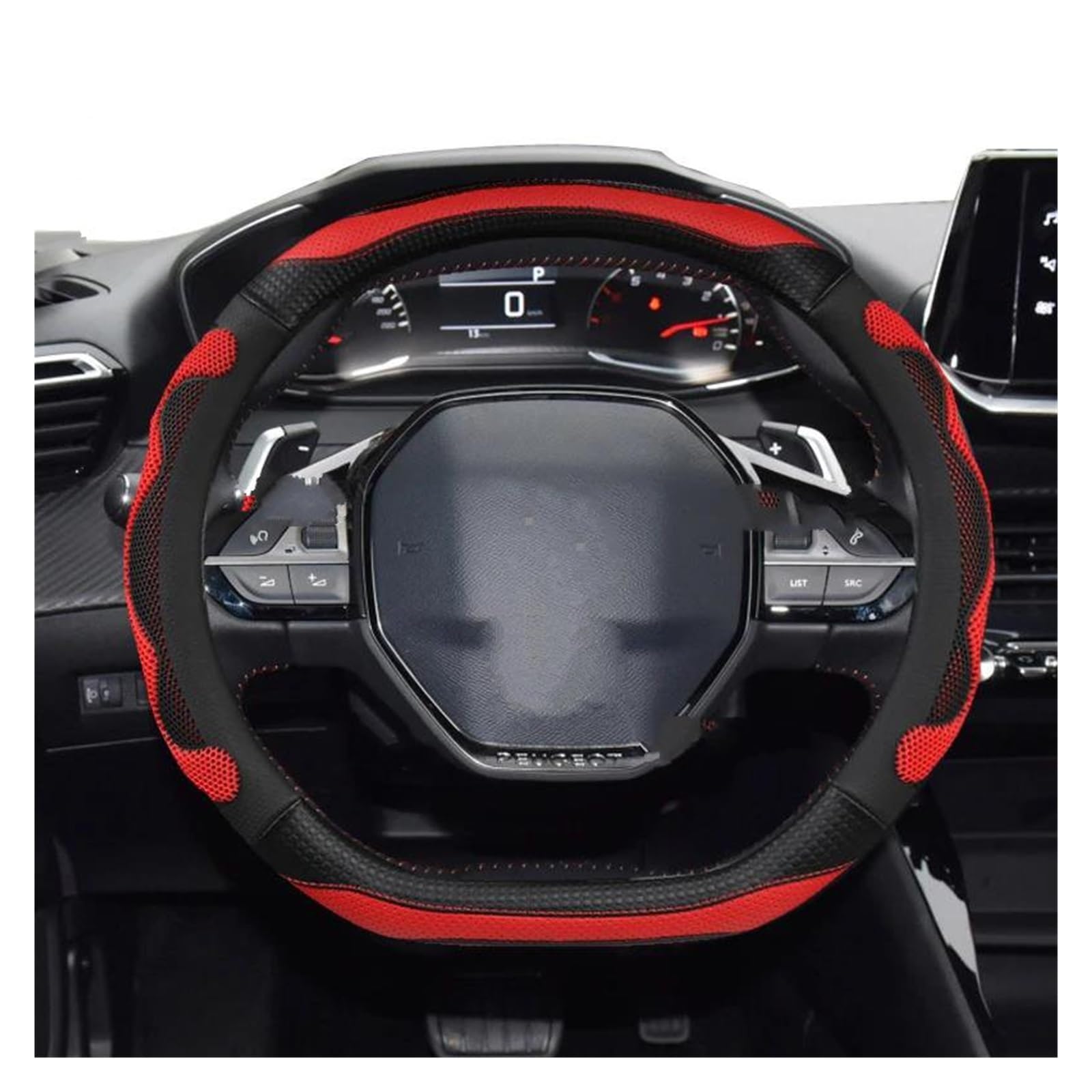 Auto Lenkradbezug Für Peugeot 2008 I II 2013~2022 Auto Lenkrad Abdeckung PU Leder Silica Gel 3D Nicht-Slip Massage Auto Zubehör Innen Lenkrad Bezug(Yt) von Mtuqvma