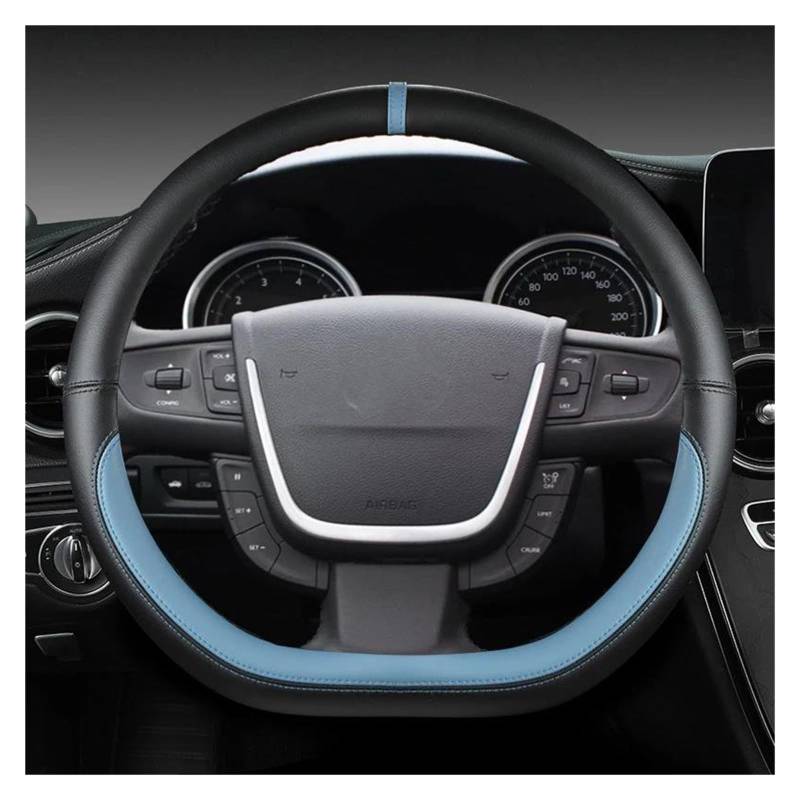 Auto Lenkradbezug Für Peugeot Für 508 2011 2012-2017 2018 508 SW 2011-2018 Auto Lenkrad Abdeckung Faser Leder D Form Auto Teile Lenkrad Bezug(Blau) von Mtuqvma