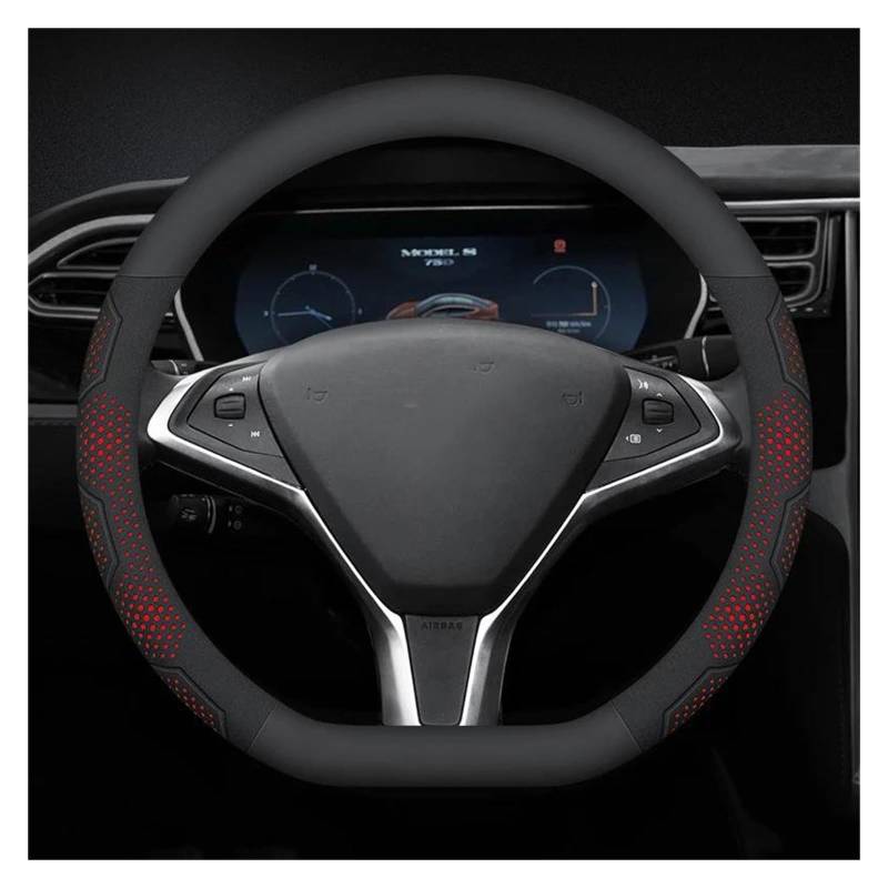 Auto Lenkradbezug Für Tesla Für Modell 3 Für Modell Y Für Modell S Für Modell X Für Carbon Faser Wildleder Mikrofaser Leder Anti-Slip Lenkrad Abdeckung Auto Zubehör Lenkrad Bezug(H) von Mtuqvma