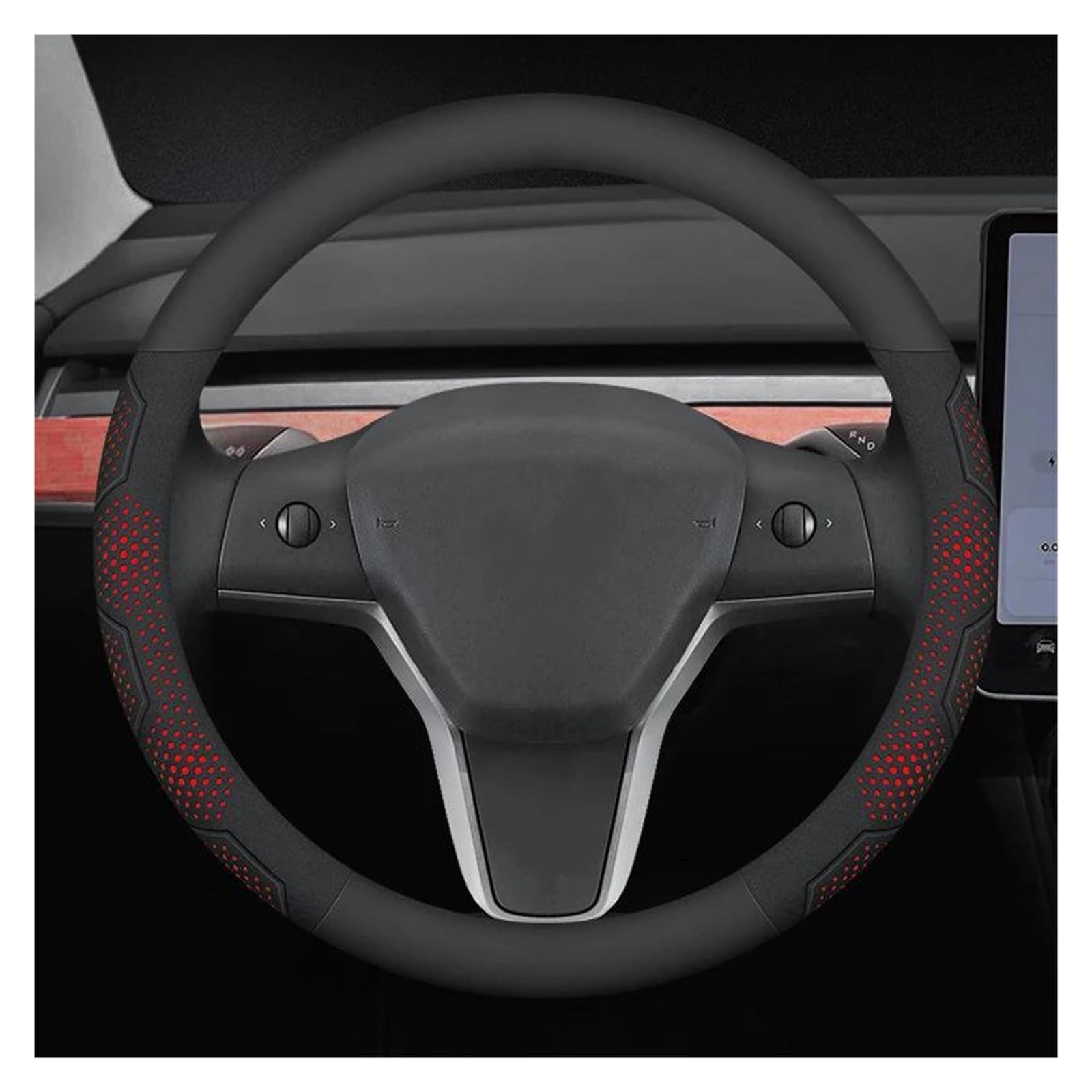 Auto Lenkradbezug Für Tesla Für Modell 3 Für Modell Y Für Modell S Für Modell X Für Carbon Faser Wildleder Mikrofaser Leder Anti-Slip Lenkrad Abdeckung Auto Zubehör Lenkrad Bezug(T) von Mtuqvma