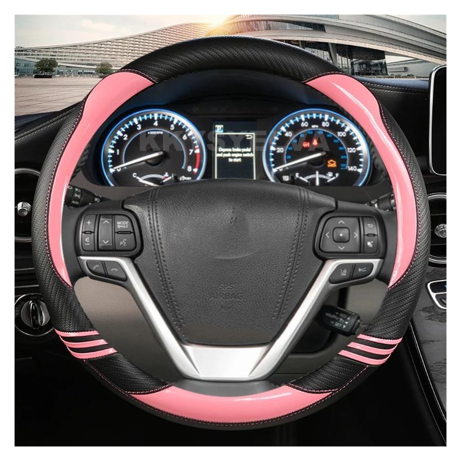 Auto Lenkradbezug Für Toyota Für Highlander 2014 2015 2016 2017 2018 2019 Für Sienna 2015-2019 Carbon Faser Auto Lenkrad Abdeckung Auto Teile Lenkrad Bezug(PINK) von Mtuqvma