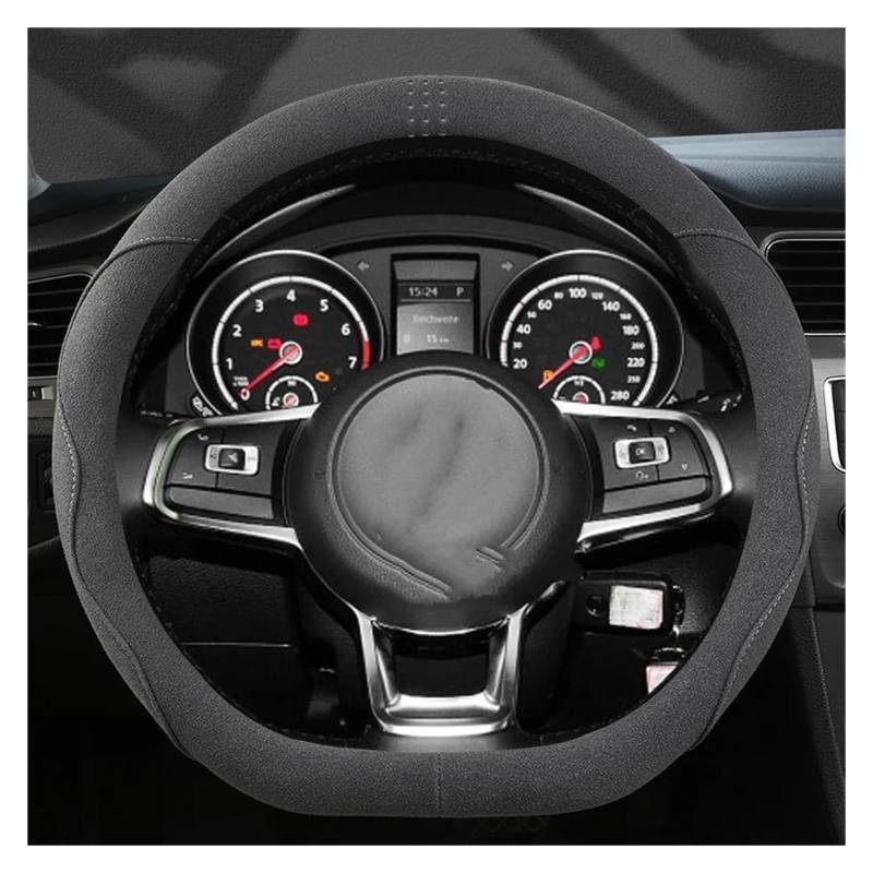 Auto Lenkradbezug Für UP Für E-UP Für Up Für GTI Für Cross Up SEAT MII Škoda Für Citigo Auto Lenkrad Abdeckung Leder Wildleder Auto Accesorios Lenkrad Bezug(D Shape Black- Gray) von Mtuqvma