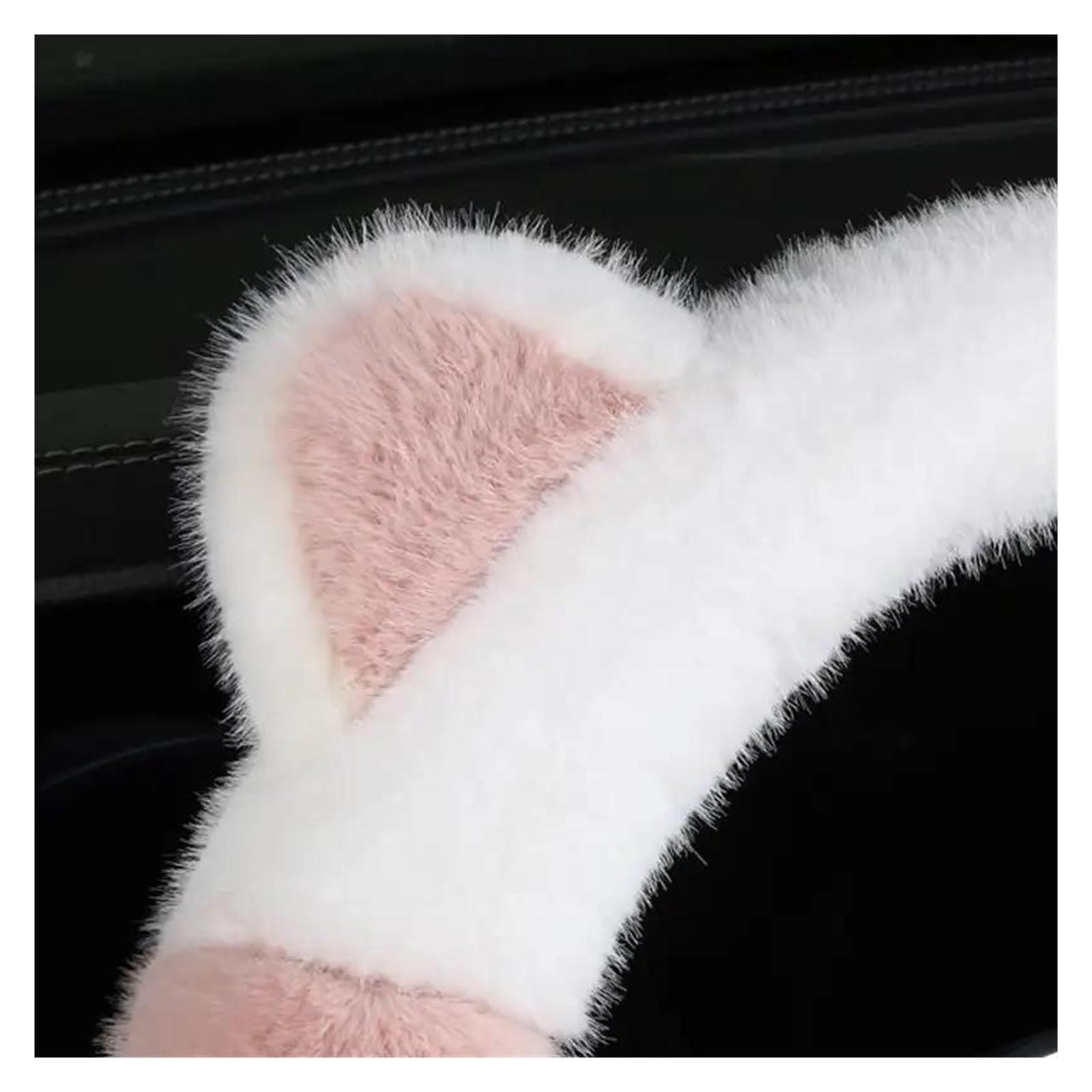 Auto Lenkradbezug Universal Nicht-Slip Weiche Nette Katze Ohren Plüsch Lenkrad Abdeckung Winter Auto Interior Styling Dekoration Auto Lenkung Abdeckung Auto Lenkrad Bezug(Black-Pink) von Mtuqvma