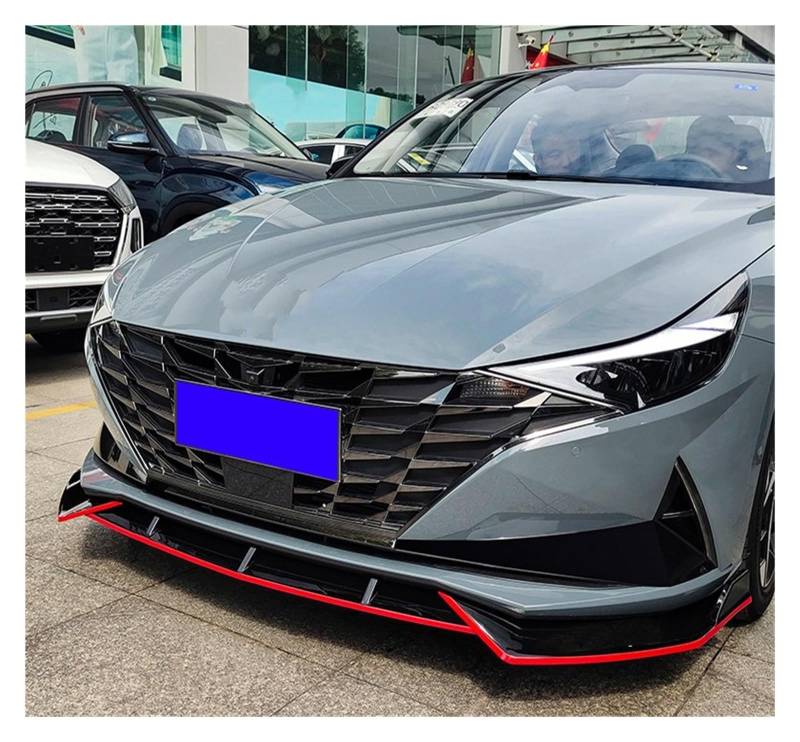 Front Spoiler Lippe Für Hyundai Für 7Th Für Elantra Für Avante Für CN7 2020-2022 Front Spoiler Front Diffusor Stoßstange Lip Body Kit Auto Frontlippe Spoiler(Black and red) von Mtuqvma