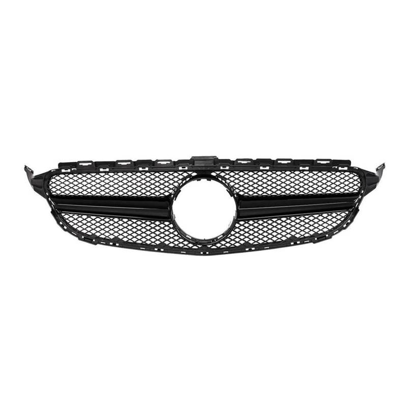 Frontstoßstange Lip Für Benz C-Klasse W205 C180 C200 C250 C300 C350 C400 C43 2014–2018, Für AMG-Stil, Kühlergrill, Oberer Grill, Frontstoßstangenhaube, Netz Frontstoßstange Spoiler(Schwarz) von Mtuqvma