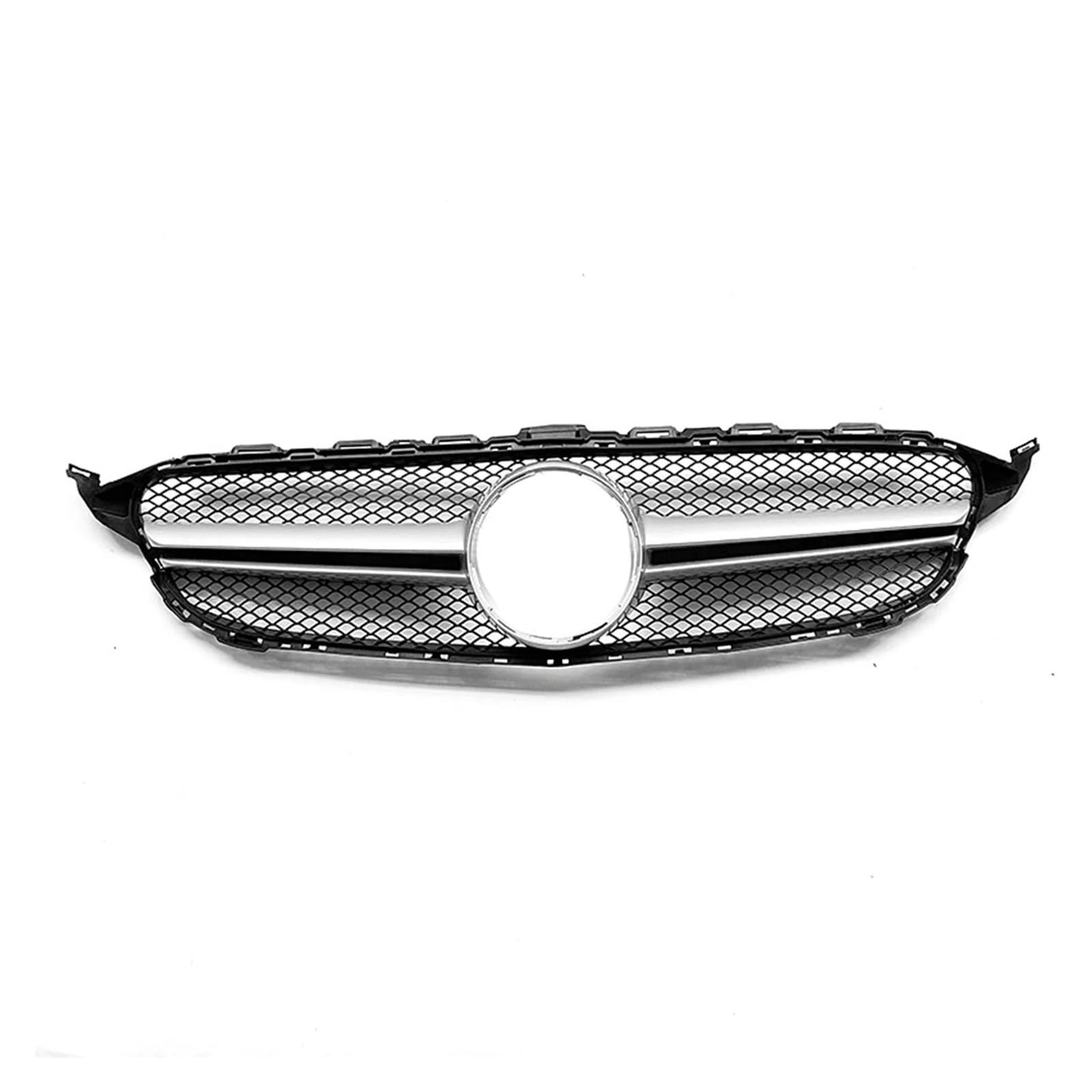 Frontstoßstange Lip Für Benz C-Klasse W205 C180 C200 C250 C300 C350 C400 C43 2014–2018, Für AMG-Stil, Kühlergrill, Oberer Grill, Frontstoßstangenhaube, Netz Frontstoßstange Spoiler(Silber) von Mtuqvma