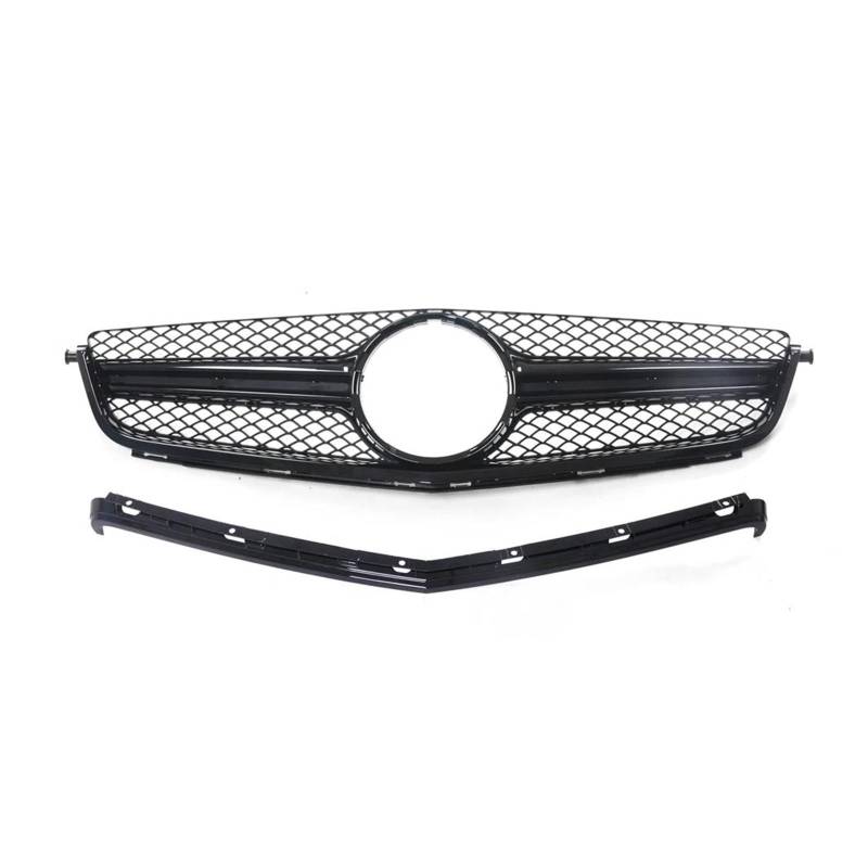 Frontstoßstange Lip Für Benz W204 C63 Für AMG 2012-2014 Nur Kühlergrill W/Grill Rahmen Abdeckung Trim Overlay Schwarz Auto Oberen Stoßstange Haube Mesh Frontstoßstange Spoiler von Mtuqvma