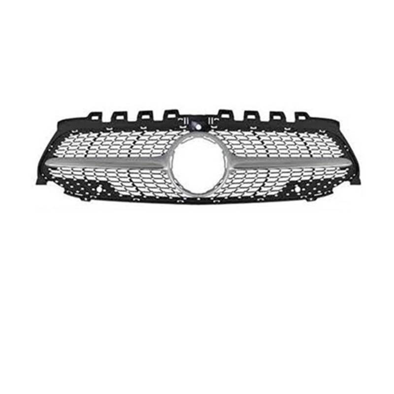 Frontstoßstange Lip Für W177 Für Benz A 2019-2022 A250 A200 A180 A220 A45 Kühlergrill Racing Stoßstangengrill Diamant Styling Zubehör Ersetzen Frontstoßstange Spoiler(Diamond Silver) von Mtuqvma