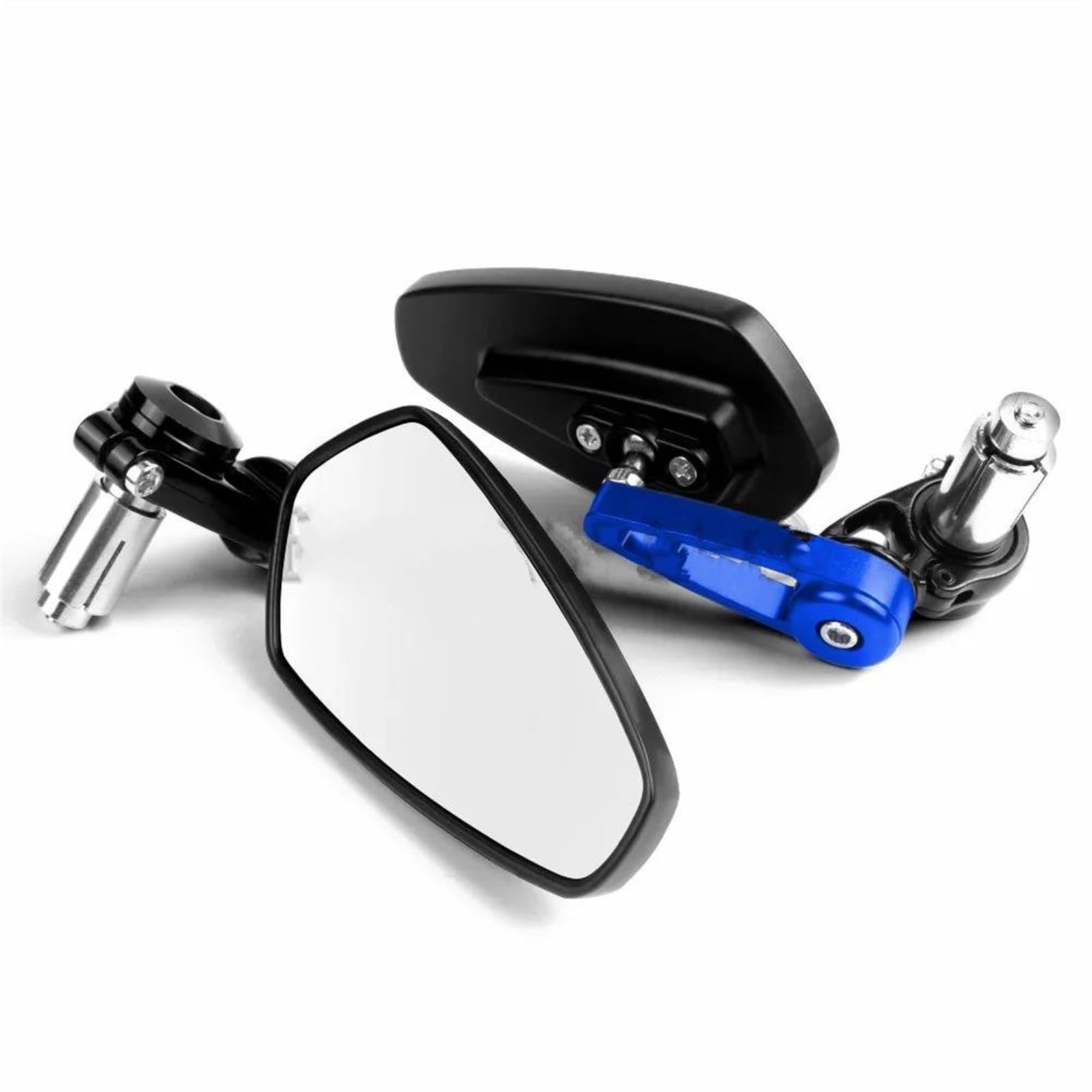 Motorrad Außenspiegel Motorrad 360 Grad Schwenk Universal 7/8 "Lenkerende Billet-Aluminium-Seitenrückspiegel für Suzuki Lenker Endspiegel(Blau) von Mtuqvma