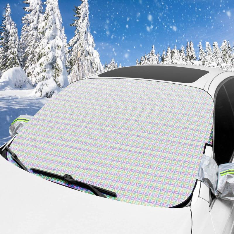 Mture Frontscheibenabdeckung Auto Winter, Faltbare Scheibenabdeckung Sonnenschutz Auto Frontscheibe und Autospiegel-Abdeckung, Eisschutzfolie für UV-Strahlung, Schnee, Frost und Staubschutz, 183x102cm von Mture