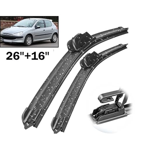 Scheibenwischer vorne Wischerblätter for Peugeot 206 2001-2006 Windschutzscheibe Windschutzscheibe Frontscheibe 26 "+ 16" von Muarted