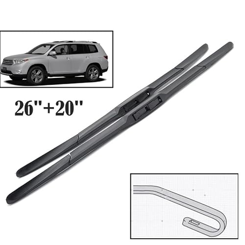 Scheibenwischer vorne Wischerblätter for Toyota Highlander Kluger XU40 XU50 2008-2018 Windschutzscheibe Windschutzscheibe Frontscheibe 26 "+ 20" von Muarted