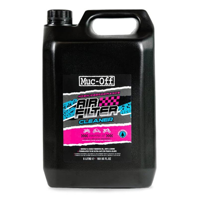 Muc-Off Air Filter Cleaner, 5 Liter - Biologisch abbaubarer Schaumstoff- Sportluftfilter Reinigungsmittel für Motorcross und Motorsport - Entfernt Öl und Schmutz für maximale Motorleistung von Muc-Off