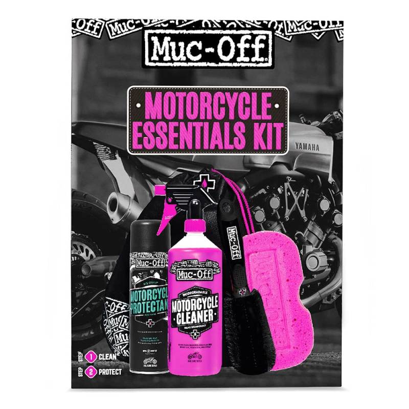 Muc-Off Basis Motorrad Pflegeset – Must-Have Motorrad Zubehör für Reinigung und Pflege – Mit Motorrad Reiniger, Motorradschutzmittel, Motorrad Werkzeug und Mehr, CLEAN + PROTECT von Muc-Off