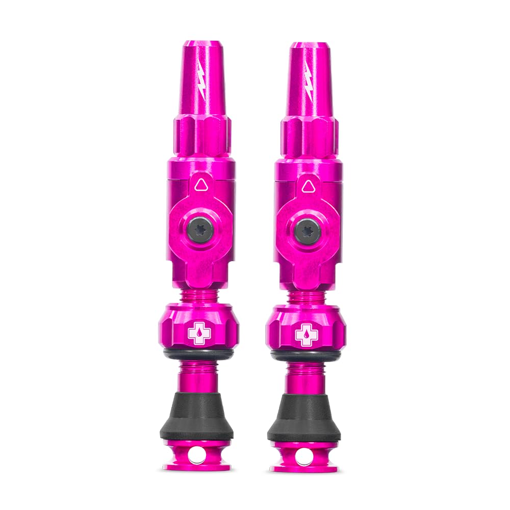 Muc-Off Big Bore Lite Tubeless Ventil, Pink 35 mm - Präzisionsgefertigte Staubschutzkappen mit Revolutionärer Airflow-Technologie - Presta Fahrradventil Kappen für Tubeless-MTB/Road/Gravel-Bikes von Muc-Off