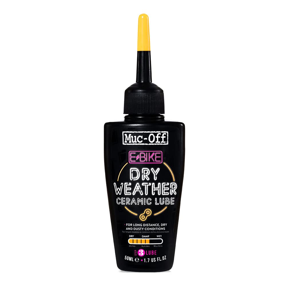 Muc-Off E-Bike Dry Chain Lube, 50 Milliliter – Premium E-Bike Kettenschmiermittel mit UV-Tracer Dye – Formuliert für trockene Wetterbedingungen von Muc-Off