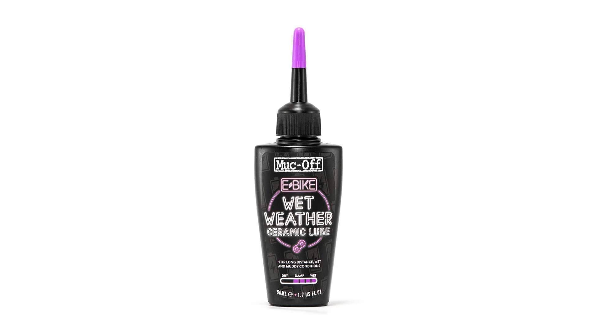 Muc Off E-Bike Wet Chain Lube Nass Kettenöl, 50 ml - Premium E-Bike Kettenfett, Kettenspray Fahrrad mit UV-Tracer-Farbstoff - Formuliert für Nasse Wetterbedingungen von Muc-Off