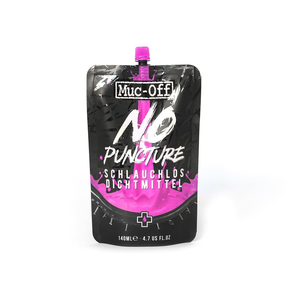 Muc Off No Puncture Hassle Tubeless Sealant Reifendichtmittel, 140 ml - Hochwertiges Reifendichtmittel für Schlauchlose Fahrradreifen mit UV-Tracer-Farbstoff, Dichtet Risse und Löcher Bis Zu 6 mm ab von Muc-Off