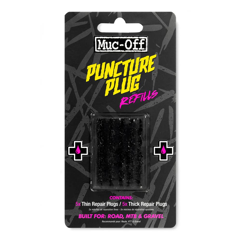 Muc-Off Puncture Plug Nachfüllpacks - Set mit 5 Dicken und 5 Dünnen Reifenstopfen zur Verwendung mit dem Puncture Plug Reifenreparaturset - Fahhrad Flickzeug Geeignet für Schlauchlose Fahrradreifen von Muc-Off