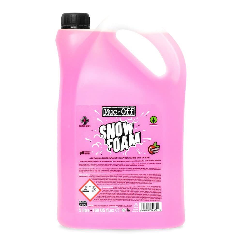 Muc Off Snow Foam Fahrradreiniger Auto Reiniger Motorrad Reiniger, 5 l - Premium, Biologisch Abbaubares Vorbehandlungs Reinigungsmittel Für Autos, Motorrädern und Fahrräder - Duft: Cranberry Crush von Muc-Off