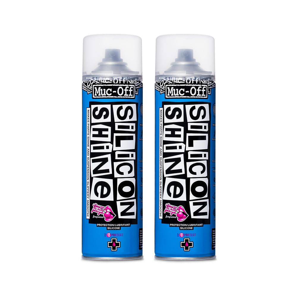 Muc Off Silicon Shine Silikonspray 500 ml, 2 Pack - Hochwertiges, Reibungsminderndes Silikonöl Spray Fahrrad Glanzspray für ein Glänzendes Finish - Geeignet für Alle Fahrradtypen von Muc-Off