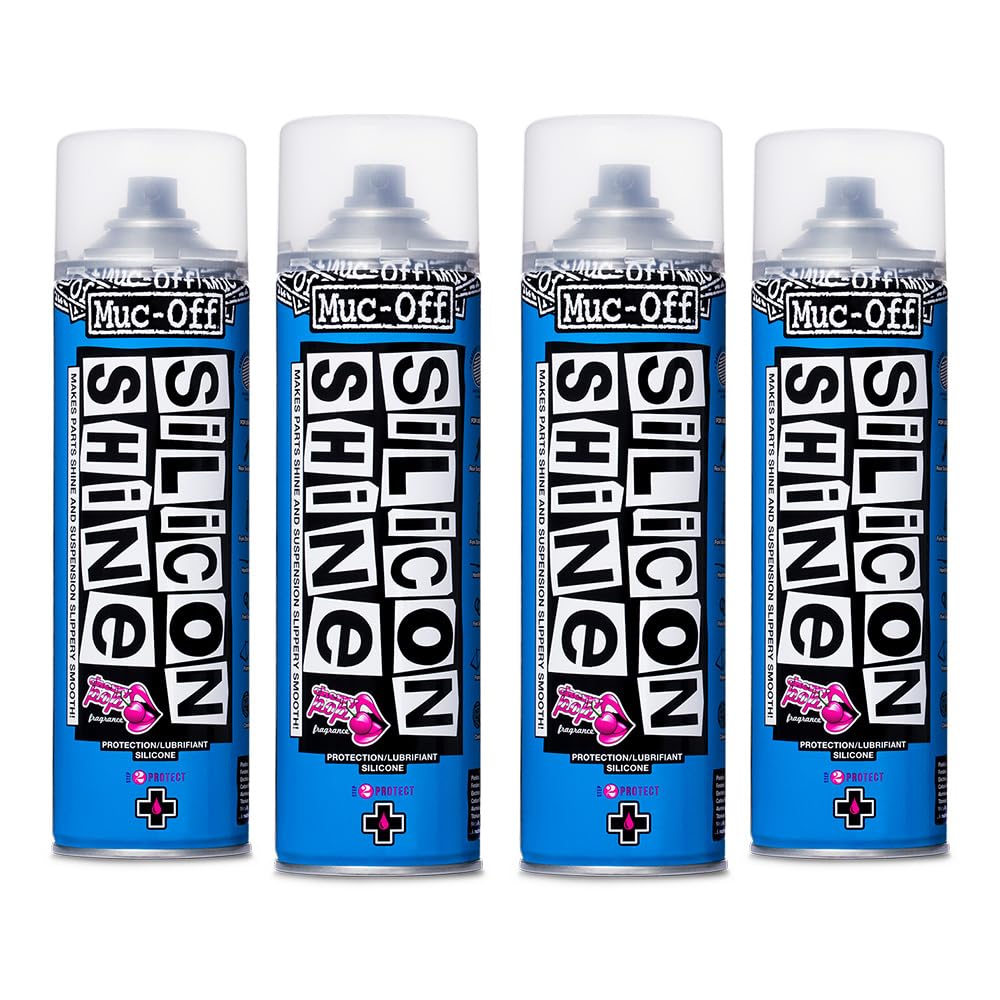 Muc Off Silicon Shine Silikonspray 500 ml, 4 Pack - Hochwertiges, Reibungsminderndes Silikonöl Spray Fahrrad Glanzspray für ein Glänzendes Finish - Geeignet für Alle Fahrradtypen von Muc-Off