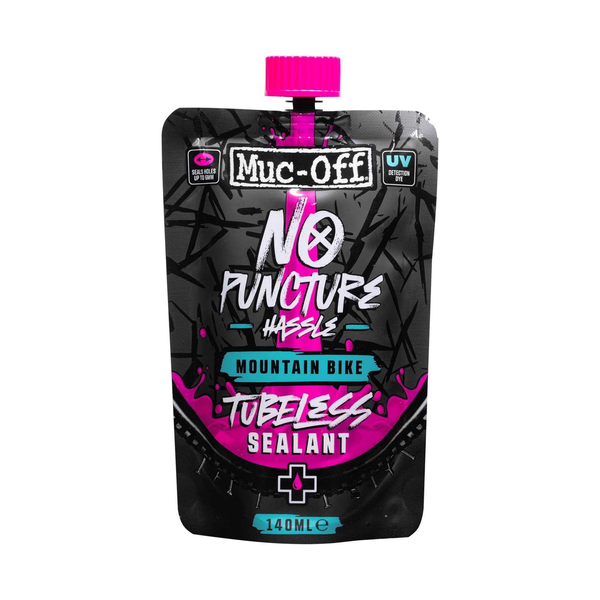 Muc Off Unisex No Puncture Hassle Tubeless Sealant Reifendichtmittel ohne Pannenschlauchlos, 140ml von Muc-Off