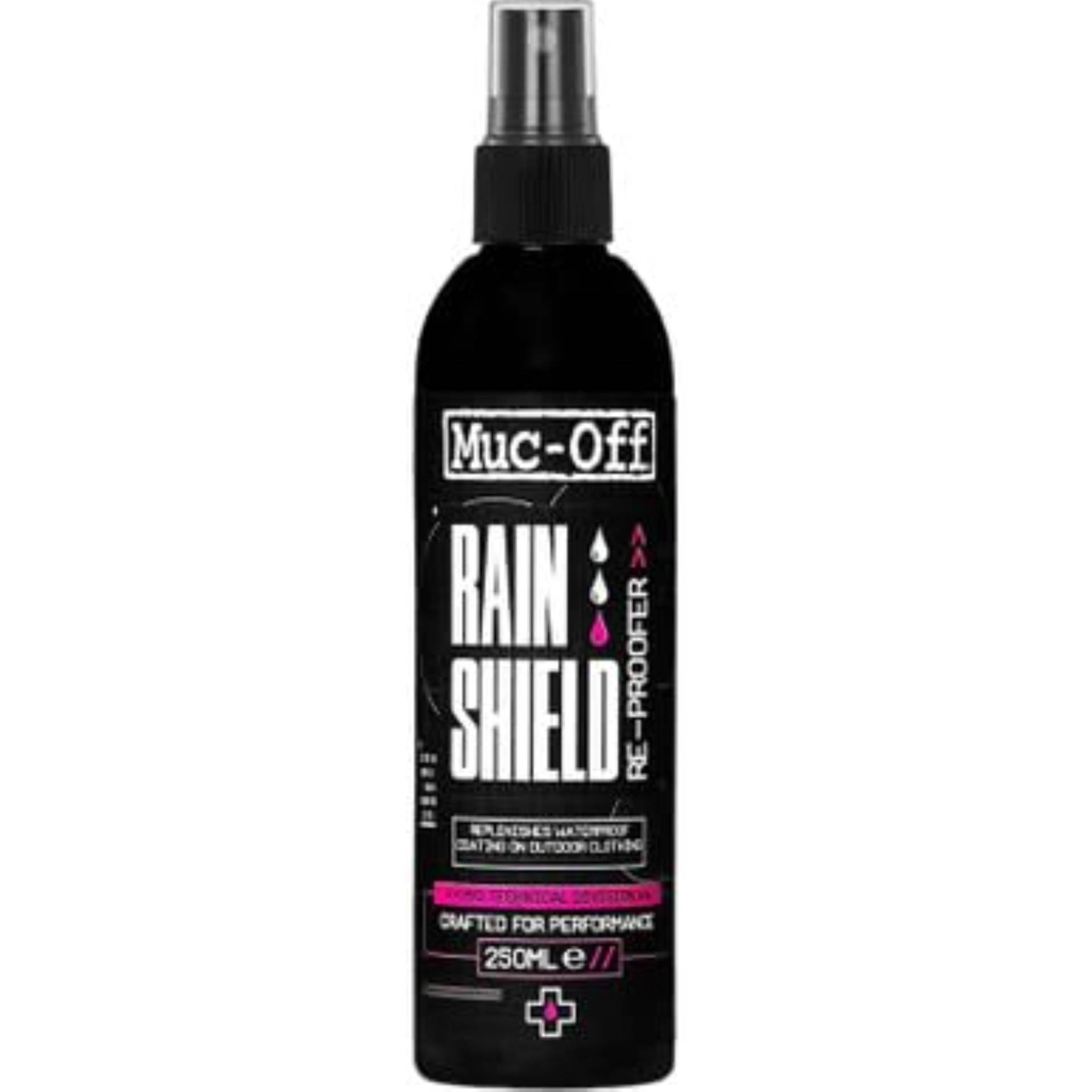 Muc-Off Rain Shield Re-Imprägnierer, 250 Milliliter – Imprägnierer zum Aufsprühen für Outdoor- und technische Bekleidung – PFC-freie Formel von Muc-Off