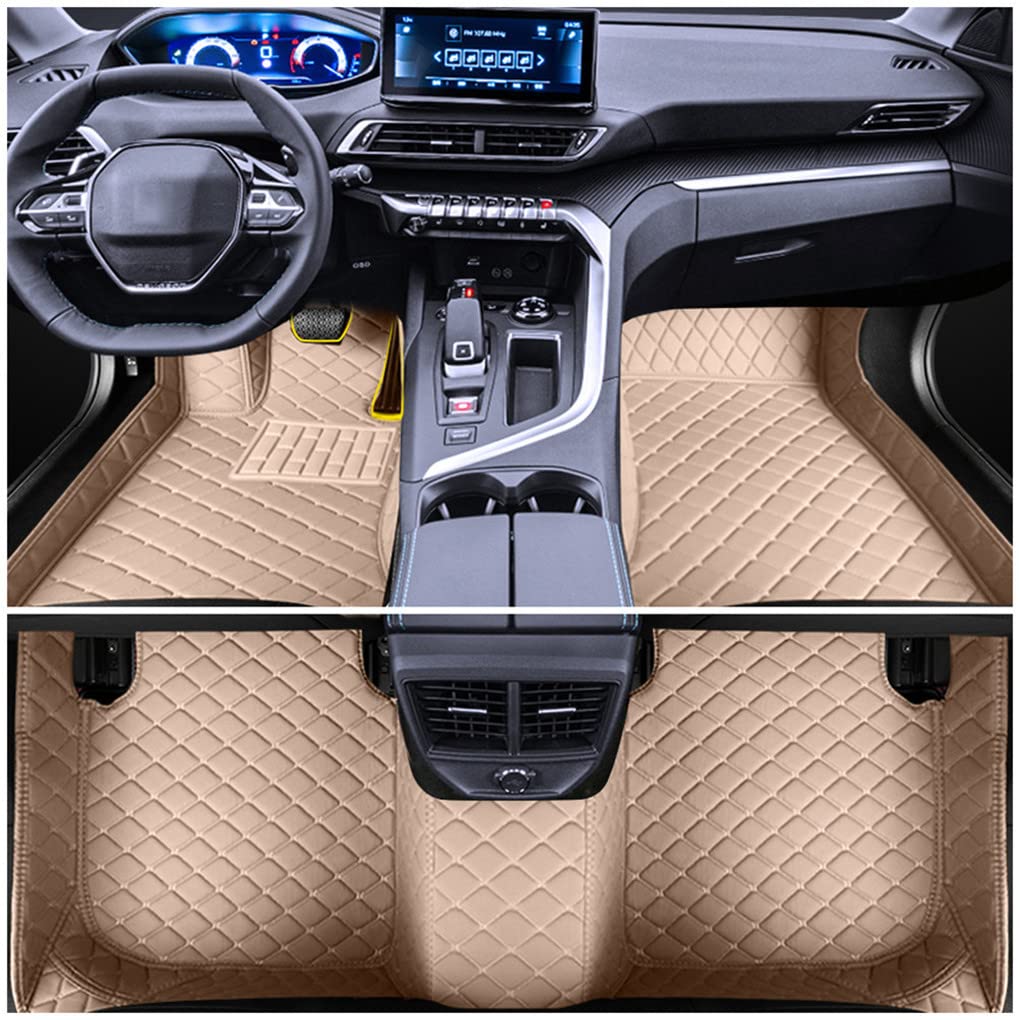 Muchkey Auto Fussmatten Fußmatten Set für 5er 520i 523i 528i 535i 550i F10 F11 Sedan 4 Türen 2011-2013 Allwetter Matte Wasserdicht Automatten Zubehör Beige 1 Set von Muchkey