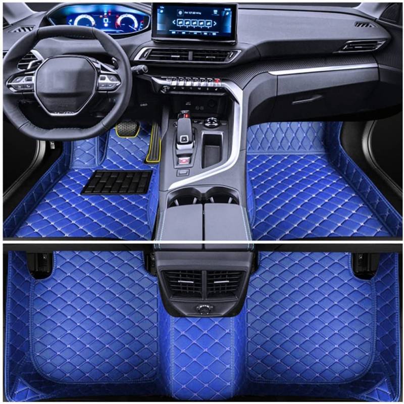 Muchkey Auto Fußmatten Leder Bodenmatte für BMW 3 GT F30 F31 F34 2000-2024 Allwetter Fussmatten Set Zubehör Fußmatte Blau von Muchkey