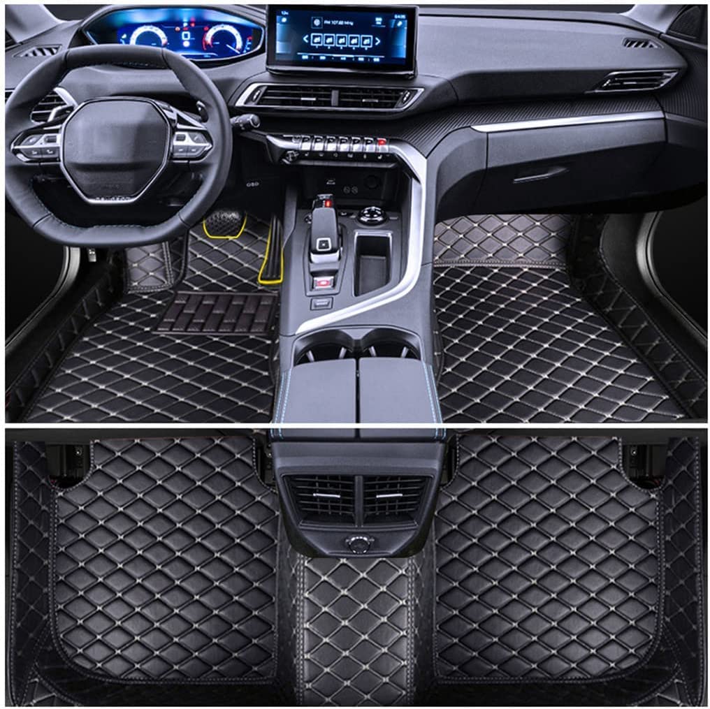 Muchkey Auto Fußmatten Leder Bodenmatte für Hyundai Kona 2000-2024 Allwetter Fussmatten Set Zubehör Fußmatte Schwarz Beige von Muchkey