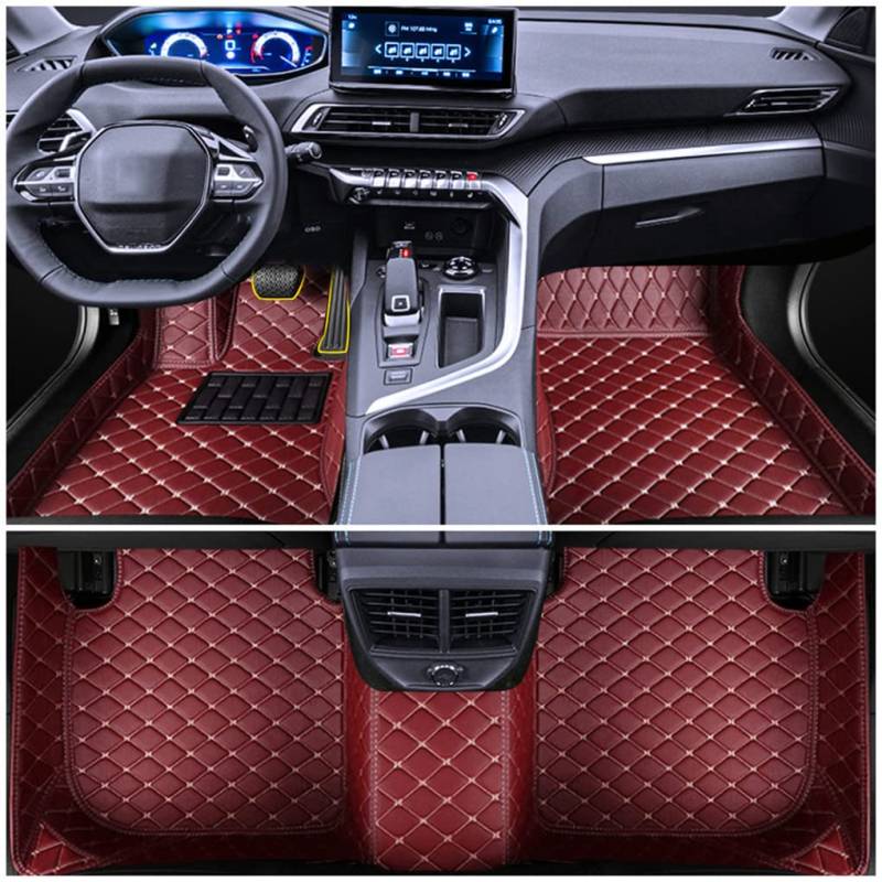 Muchkey Auto Fußmatten Set für Outlander 5 Seats 2013-2016 Fussmatten All-Schutz Leder wasserdichte Auto Zubehör Weißrot von Muchkey