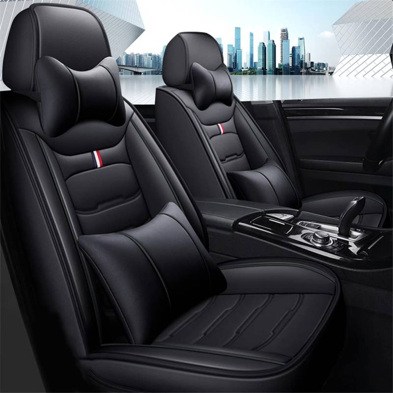 Muchkey Leder Auto Sitzbezüge für i10 i20 ix20 ix35 i30 i40 5 Sitze Autositzbezüge mit Kopfstütze Nackenkissen & Rückenkissen Autositze Farbe schwarz von Muchkey