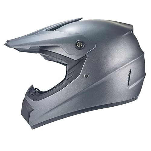 Kinder Crosshelm AHP – Motorradhelm für Kinder und Jugendliche, ABS-Schale, robuster Kinderhelm für Downhill, Quad und Motocross, Grau Uni, Größe L, 57 – 58 cm von Mud Defeater Motor