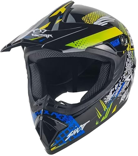 Kinder Crosshelm Hot-Shot AHP – Motorradhelm für Kinder, ABS-Schale, robuster Kinderhelm für Downhill, Quad und Motocross, Blau, Größe L, 57 – 58 cm von Mud Defeater Motor