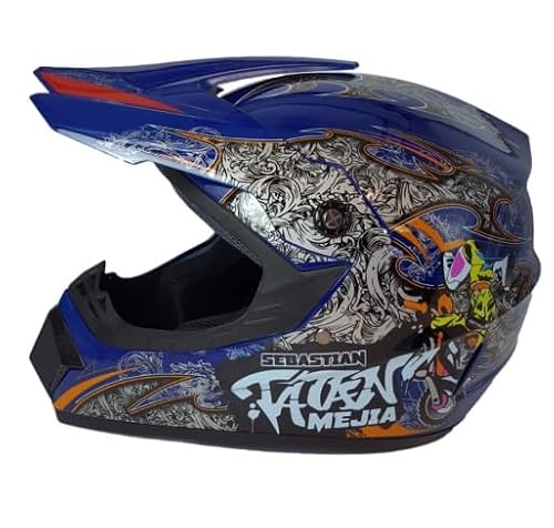 Kinder Crosshelm Mejia – Motorradhelm für Kinder, ABS-Schale, robuster Kinderhelm für Downhill, Quad und Motocross, Blau, Größe L, 57 – 58 cm von Mud Defeater Motor