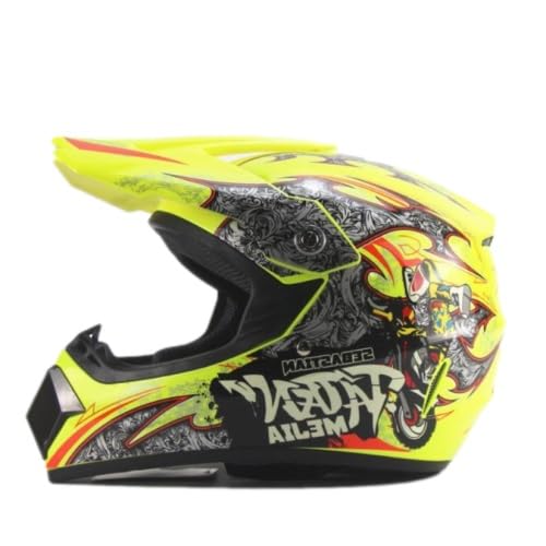 Kinder Crosshelm Mejia – Motorradhelm für Kinder, ABS-Schale, robuster Kinderhelm für Downhill, Quad und Motocross, Gelb, Größe M, 55 – 56 cm von Mud Defeater Motor